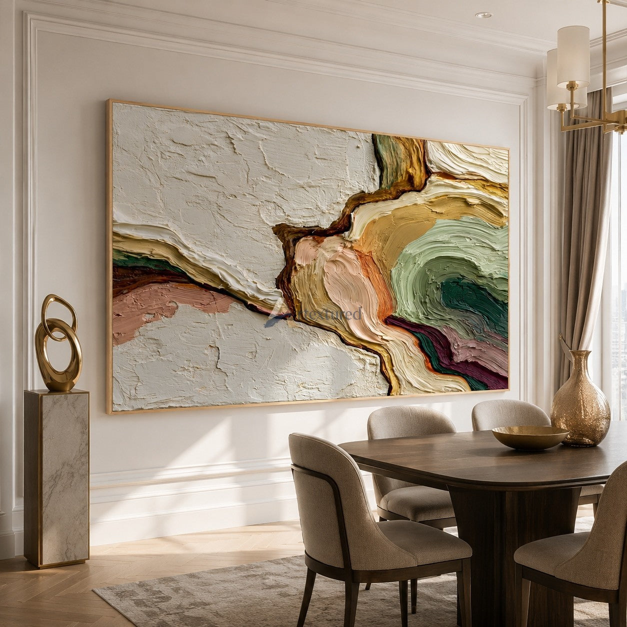 Organic Flow Abstract Wall Art – Sage Green and Warm Neutral Painting#wp261758