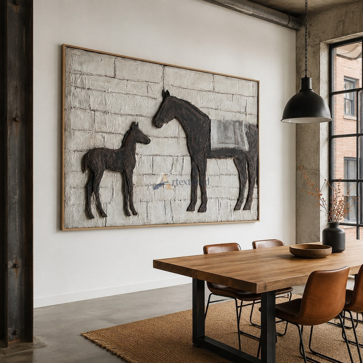 Mare and Foal Bas-Relief Wall Art – Neutral Farmhouse Horse Decor#wp261761
