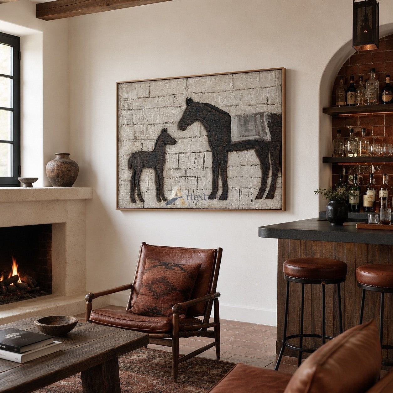Mare and Foal Bas-Relief Wall Art – Neutral Farmhouse Horse Decor#wp261761