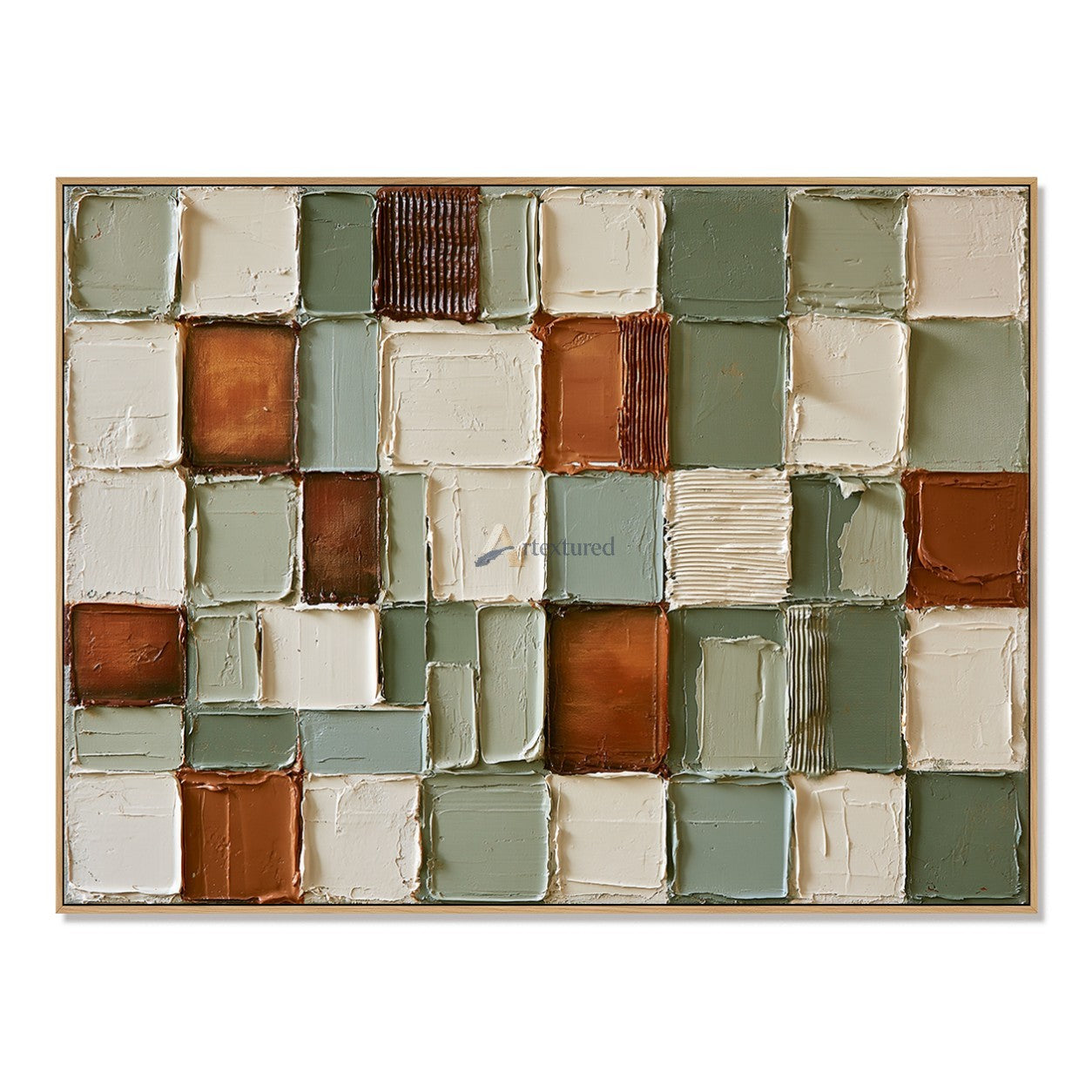 Quiet Geometry — Sage Green and Terracotta Textured Abstract Wall Art#wp261793