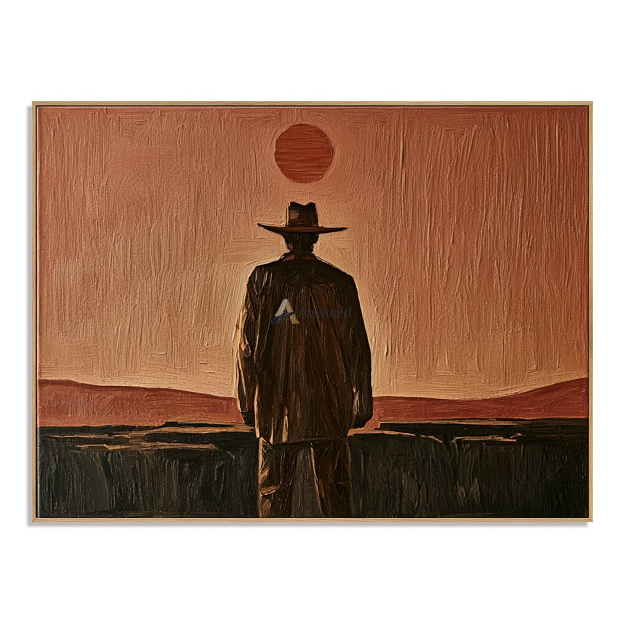 Last Light on the Range — Lone Cowboy Sunset Wall Art#wp261795