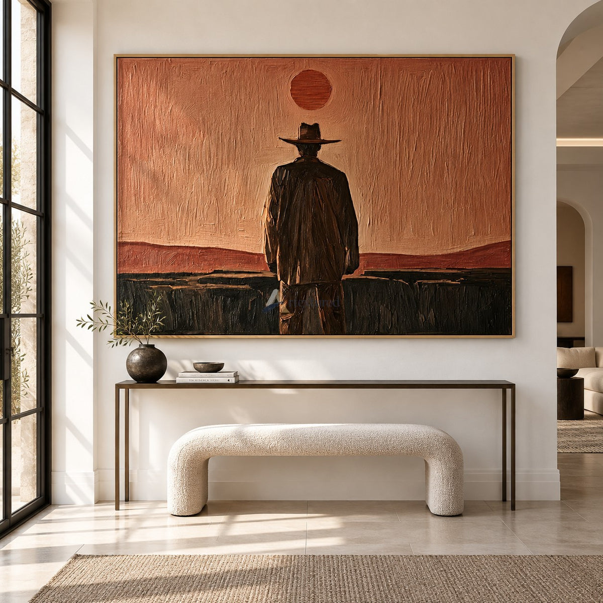 Last Light on the Range — Lone Cowboy Sunset Wall Art#wp261795