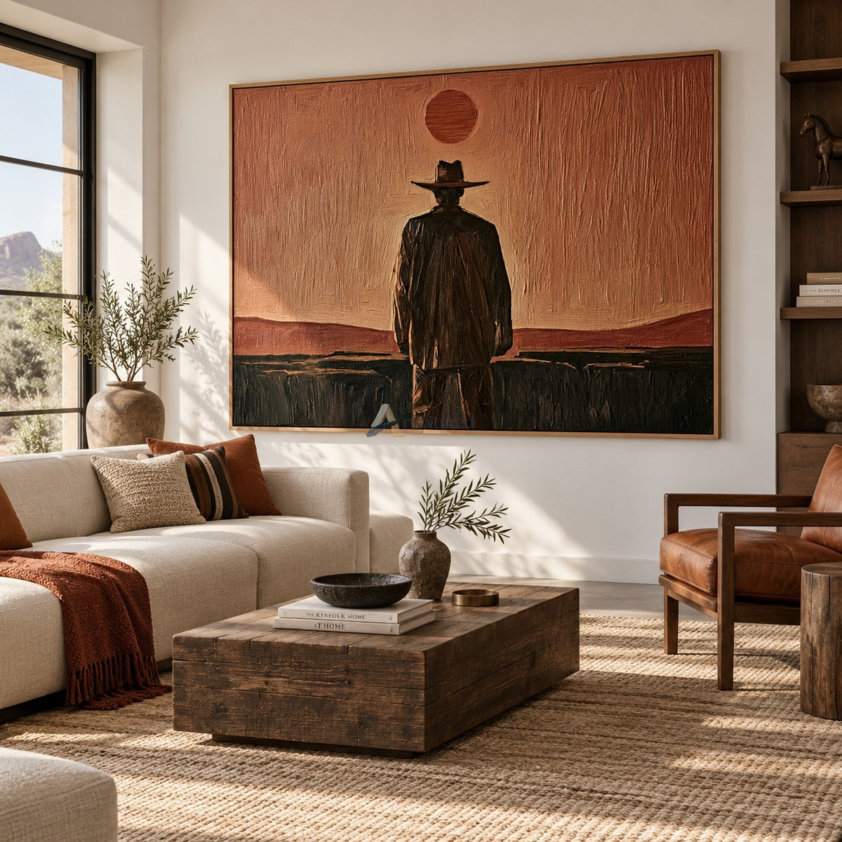 Last Light on the Range — Lone Cowboy Sunset Wall Art#wp261795