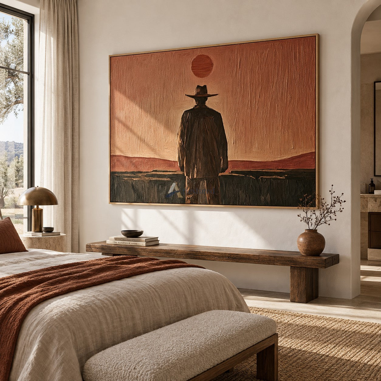Last Light on the Range — Lone Cowboy Sunset Wall Art#wp261795