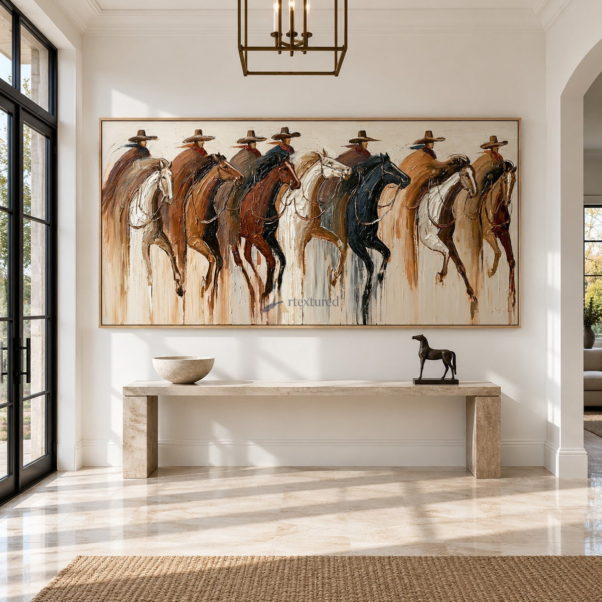Open Range Riders — Hand-Painted Textured Western Cowboy Horse Wall Art#wp261800