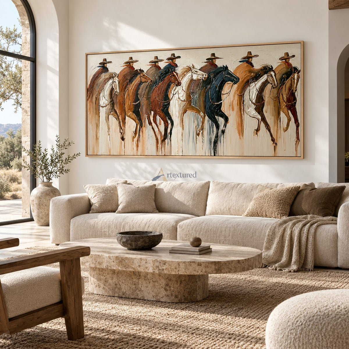Open Range Riders — Hand-Painted Textured Western Cowboy Horse Wall Art#wp261800