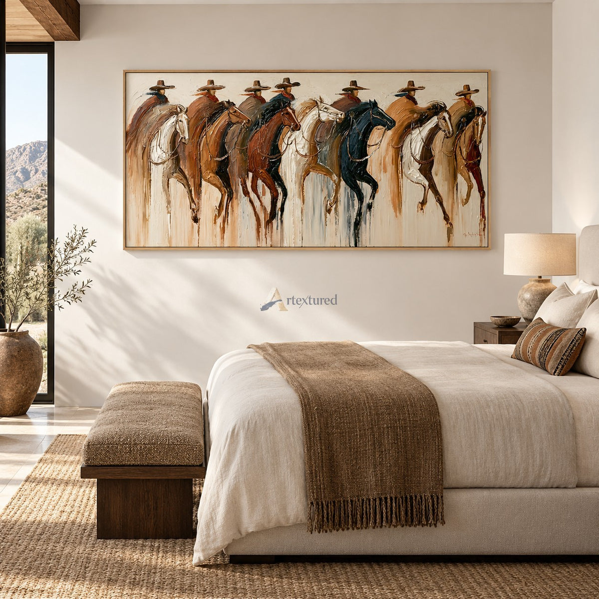 Open Range Riders — Hand-Painted Textured Western Cowboy Horse Wall Art#wp261800