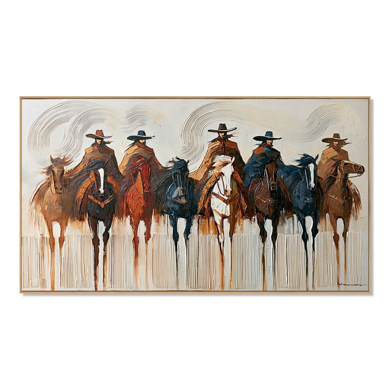 Frontier Riders — Hand-Painted Textured Western Cowboy & Horse Wall Art#wp261801