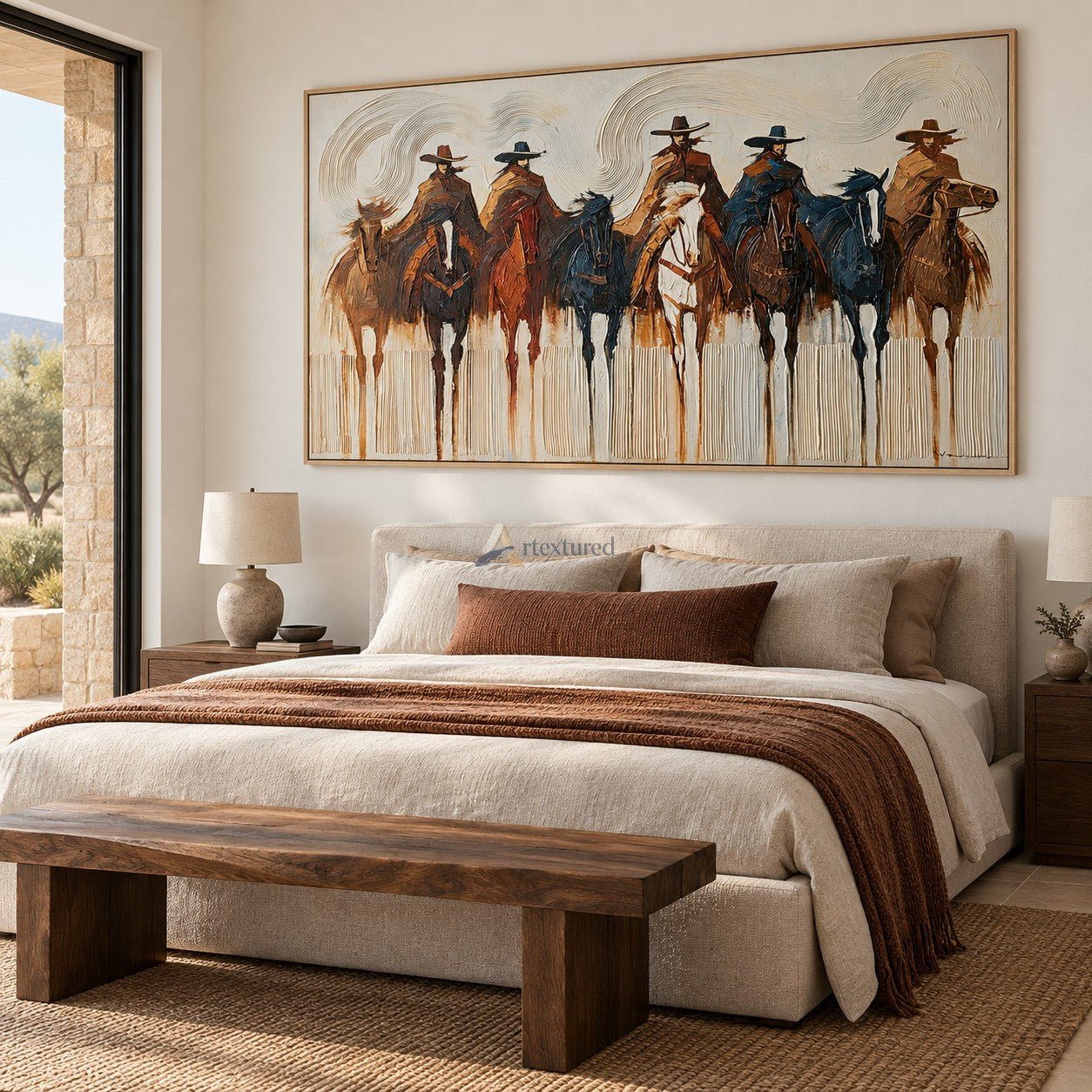 Frontier Riders — Hand-Painted Textured Western Cowboy & Horse Wall Art#wp261801