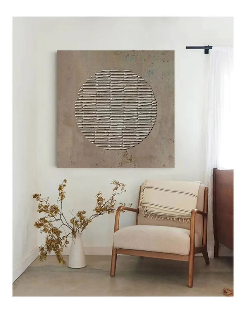 Minimalist Textured Circle – Modern Abstract Canvas Art#AB0519040