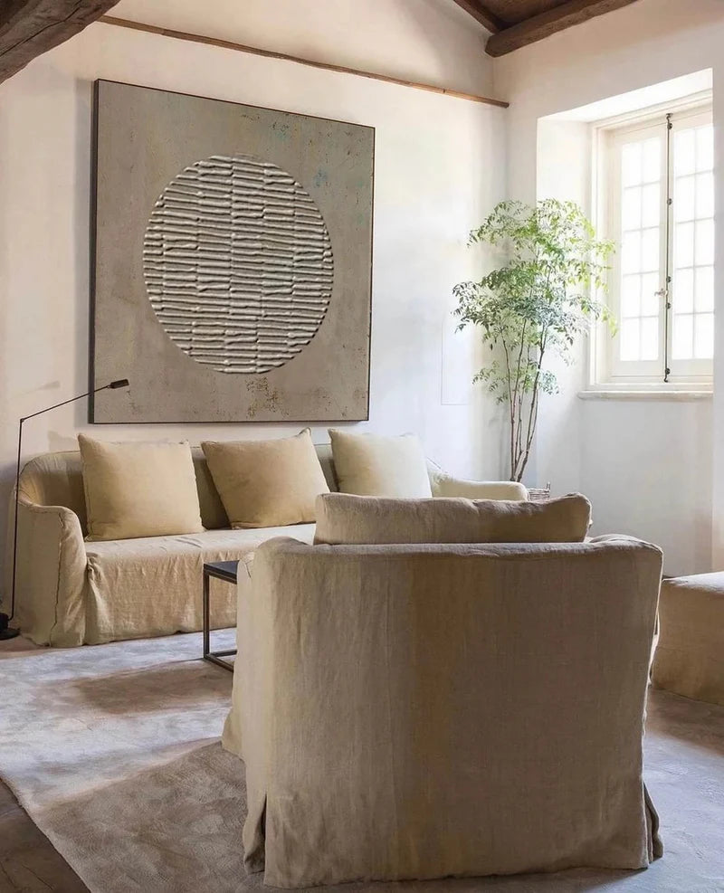 Minimalist Textured Circle – Modern Abstract Canvas Art#AB0519040