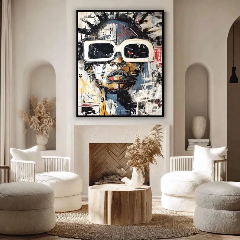 City Reflection – Woman in Sunglasses Graffiti Wall Art#yy101504