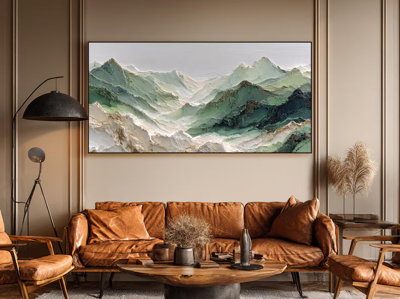 Valley of Mist – Sage Green Mountain Landscape Wall Art#yy101506
