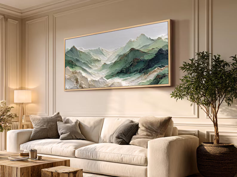 Valley of Mist – Sage Green Mountain Landscape Wall Art#yy101506