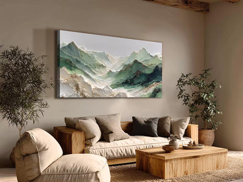 Valley of Mist – Sage Green Mountain Landscape Wall Art#yy101506