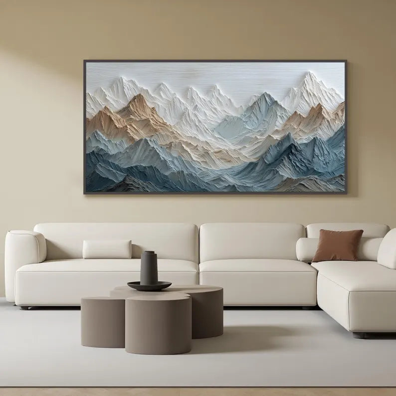 Glacial Horizon – Blue Mountain Landscape Wall Art#yy101521