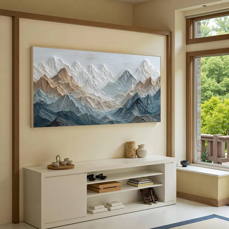Glacial Horizon – Blue Mountain Landscape Wall Art#yy101521