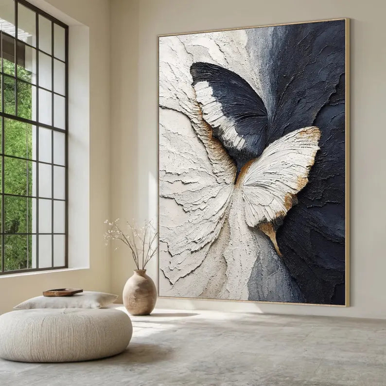 Between Light and Shadow – Black and White Butterfly Wall Art#yy101522