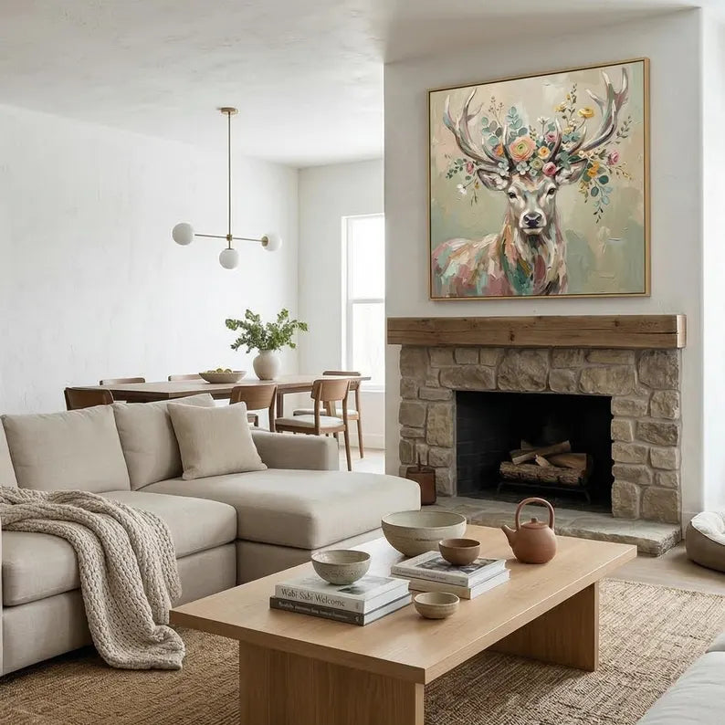 Garden Antlers – Floral Deer Portrait Wall Art#yy101530