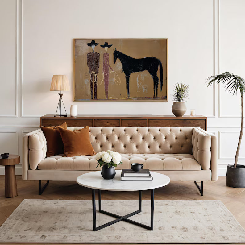 Western Horse and Cowboys Painting – Southwestern Wall Art#yy61702