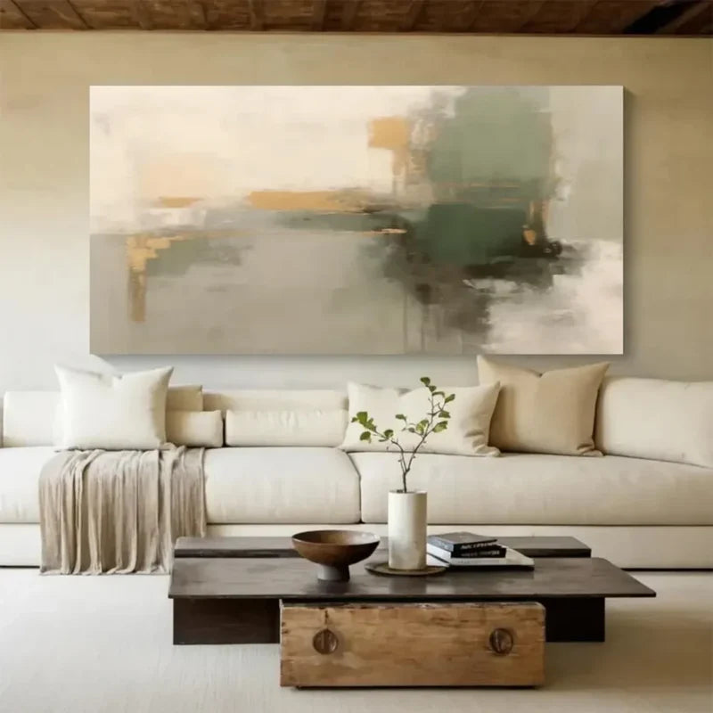 Neutral Abstract Landscape Wall Art – Modern Minimalist Canvas Painting#yy721006