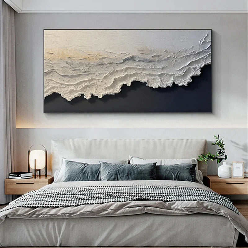 White Textured Abstract Wall Art – 3D Minimalist Canvas Painting#yy721007