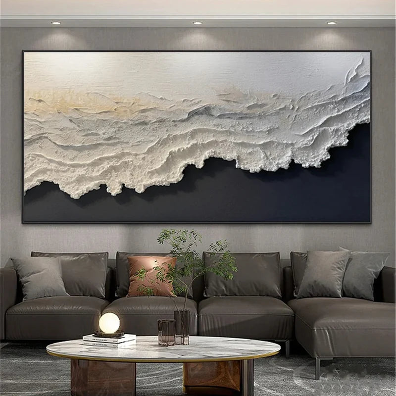 White Textured Abstract Wall Art – 3D Minimalist Canvas Painting#yy721007