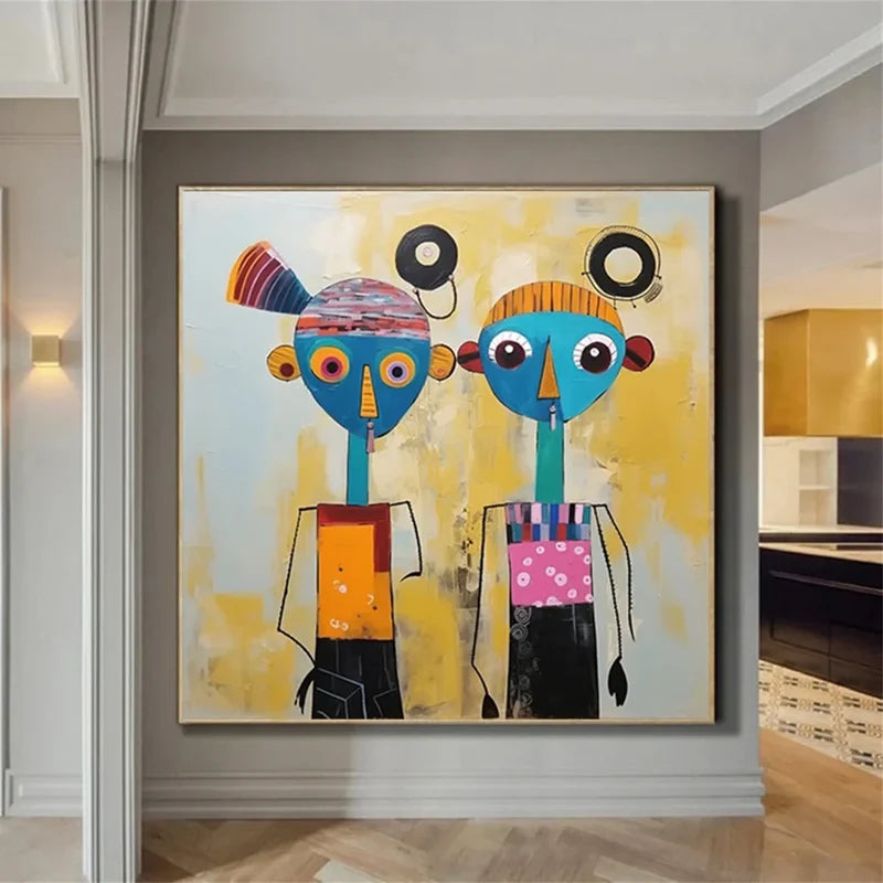 Colorful Abstract Portrait Wall Art – Modern Figurative Canvas Painting#yy721008