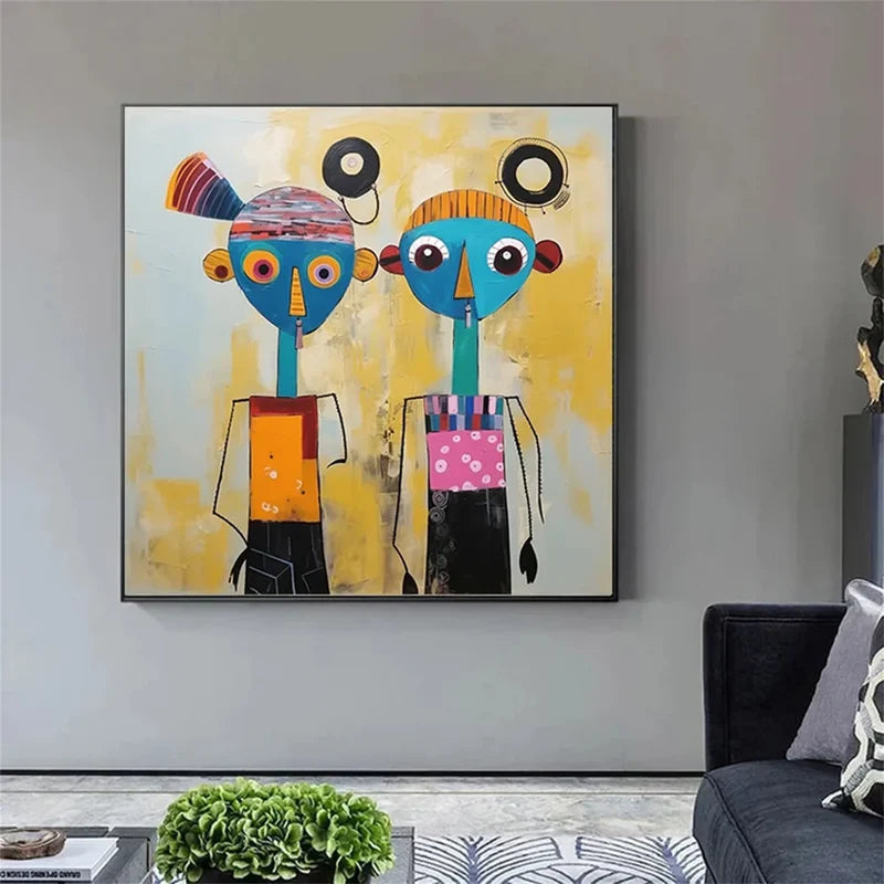 Colorful Abstract Portrait Wall Art – Modern Figurative Canvas Painting#yy721008