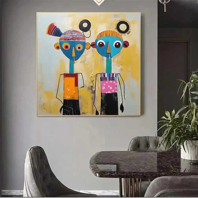 Colorful Abstract Portrait Wall Art – Modern Figurative Canvas Painting#yy721008