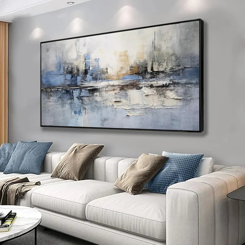 Abstract City Skyline Wall Art – Modern Urban Canvas Painting#yy721013