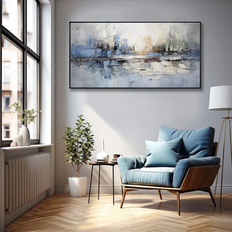 Abstract City Skyline Wall Art – Modern Urban Canvas Painting#yy721013