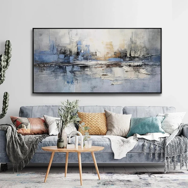 Abstract City Skyline Wall Art – Modern Urban Canvas Painting#yy721013