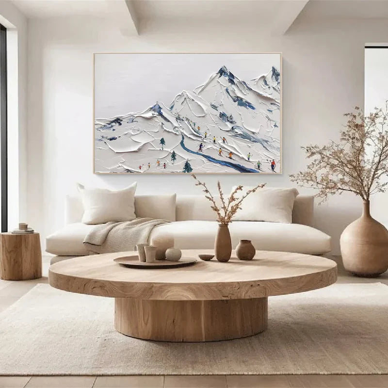 Snow Mountain Wall Art – 3D Textured Winter Landscape Painting#yy721017