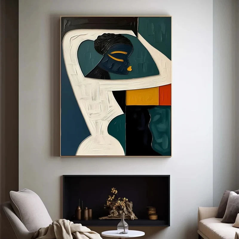 Abstract Figure Wall Art – Modern Geometric Canvas Painting#yy721018