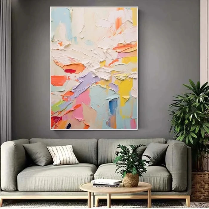 Pastel Abstract Textured Wall Art – Modern Canvas Painting#yy721037