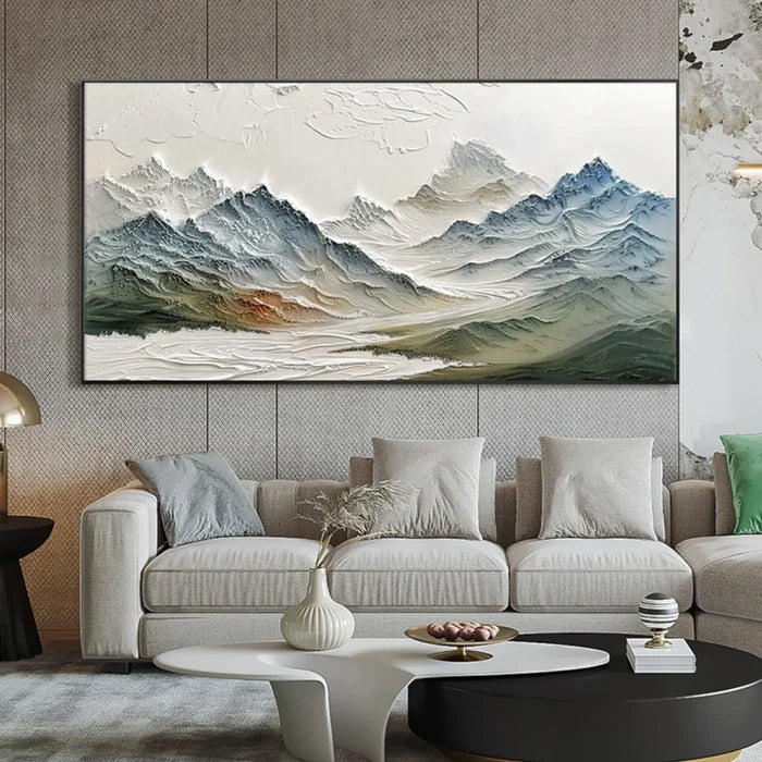 Mountain Landscape Textured Wall Art – 3D Nature Canvas Painting#yy721046