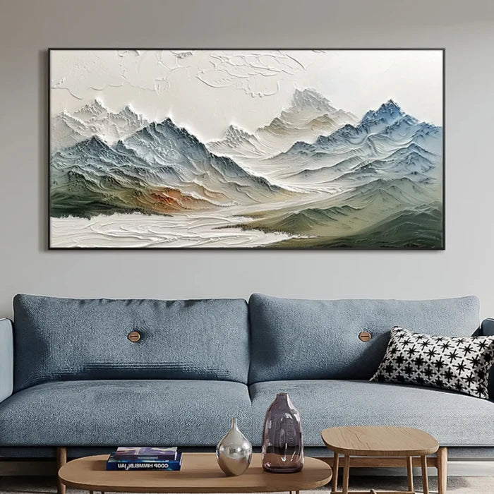 Mountain Landscape Textured Wall Art – 3D Nature Canvas Painting#yy721046