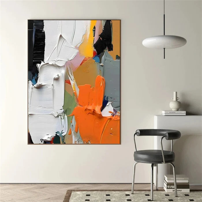 Orange Abstract Textured Wall Art – Modern Canvas Painting#yy721047