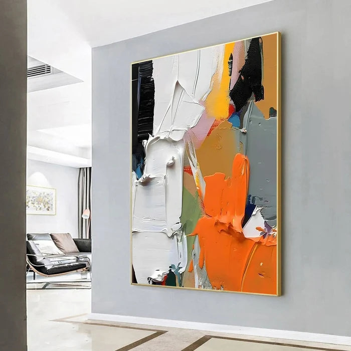 Orange Abstract Textured Wall Art – Modern Canvas Painting#yy721047