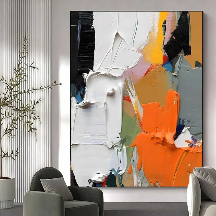 Orange Abstract Textured Wall Art – Modern Canvas Painting#yy721047