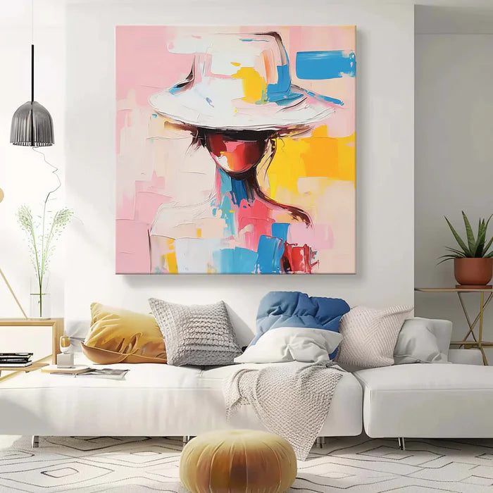 Abstract Woman Wall Art – Colorful Modern Figure Canvas Painting#yy721048