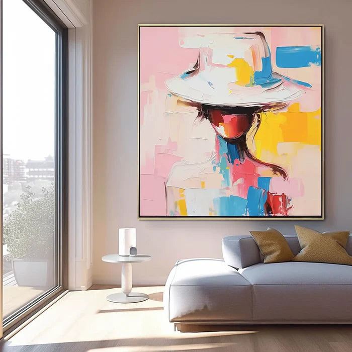 Abstract Woman Wall Art – Colorful Modern Figure Canvas Painting#yy721048