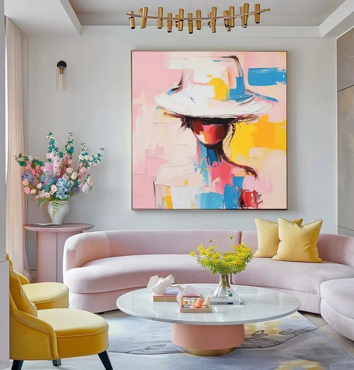 Abstract Woman Wall Art – Colorful Modern Figure Canvas Painting#yy721048