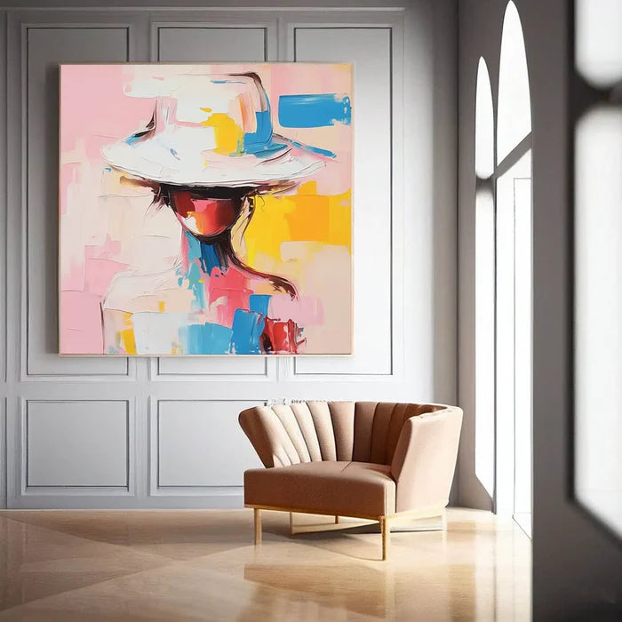 Abstract Woman Wall Art – Colorful Modern Figure Canvas Painting#yy721048