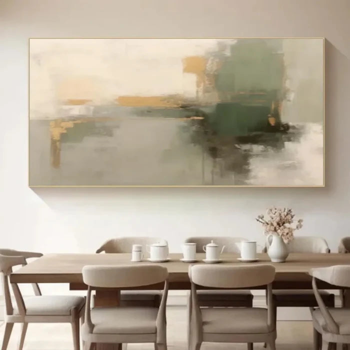 Neutral Abstract Textured Wall Art – Modern Green Canvas Painting#yy721055