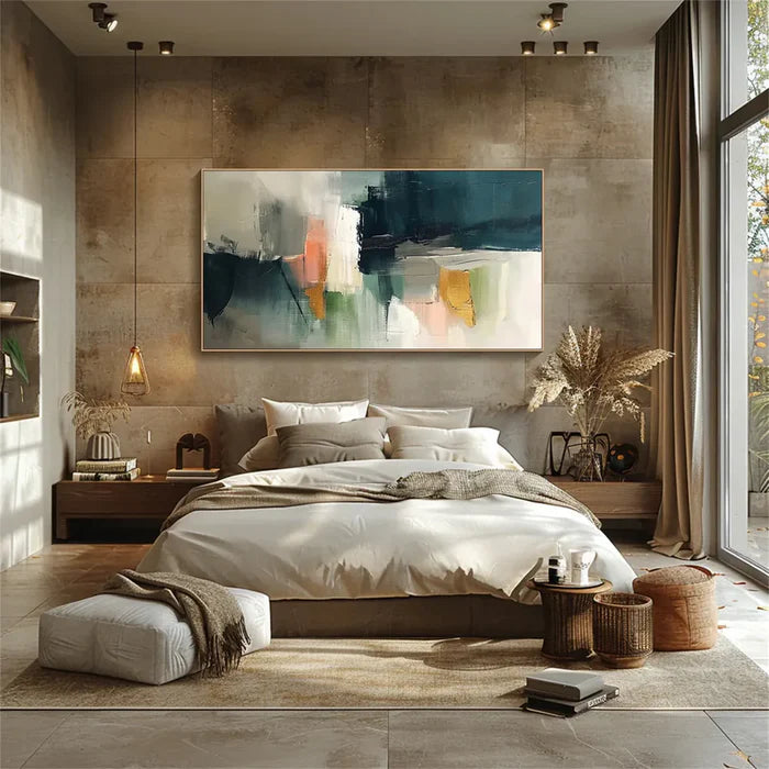 Dark Abstract Textured Wall Art – Modern Geometric Canvas Painting#yy721057
