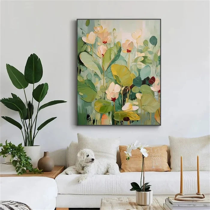 Green Botanical Floral Wall Art – Modern Nature Canvas Painting#yy721059