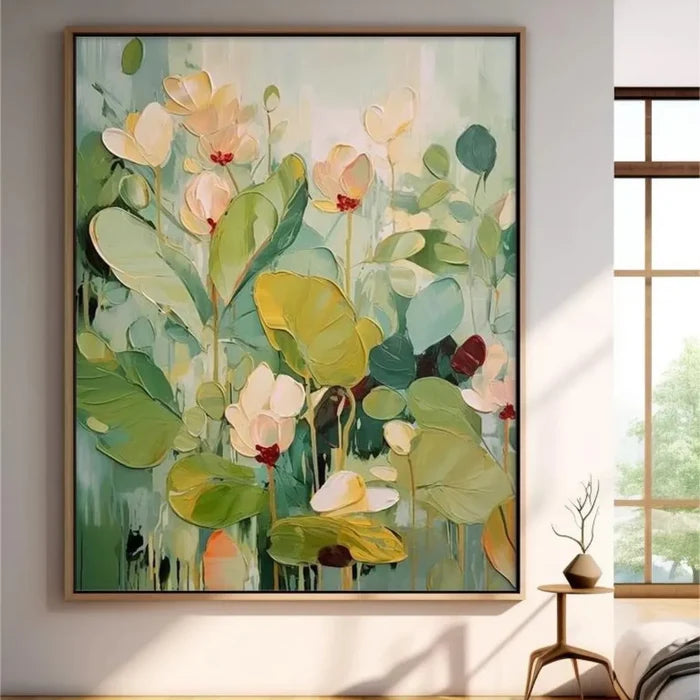 Green Botanical Floral Wall Art – Modern Nature Canvas Painting#yy721059