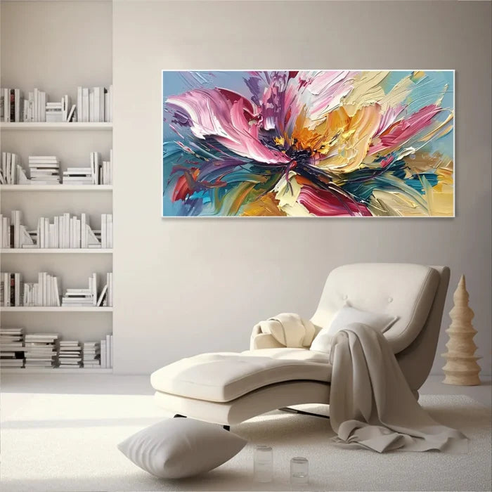 Colorful Abstract Flower Wall Art – Textured Floral Canvas Painting#yy721061